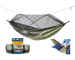 Ultra-lichte hangmat met muggen-traveller Thermo - Inclusief isomat vak - Belastbaar tot 200 kg - 275 m x 140 m hangmat 2 person