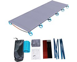Ultra-lichtgewicht draagbaar opvouwbaar eenpersoons campingbed, reisbed, tentbed, met aluminium metalen frame, maximaal draagvermogen: 220 pond, geschikt voor outdoor kamperen, wandelen en vissen, inclusief opbergtas, geschikt voor volwassenen en kin