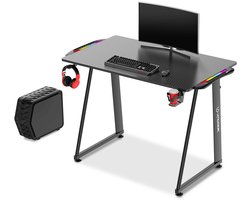 Ultradesk ENTER V2 LED RGB – Compact Gamingbureau met RGB-verlichting – Ideaal voor Console, Laptop & PC – Inclusief Accessoires
