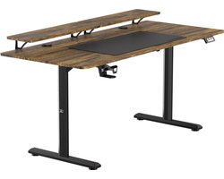 Ultradesk HIGHLANDER XXL – Bureau voor Gaming, Kantoor & Home Office – Bruin – 160 x 70 cm – Elektrisch verstelbaar – Ergonomisch