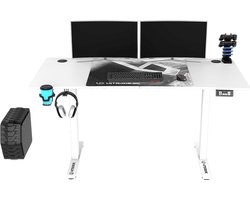 Ultradesk LEVEL V2 – Bureau voor Gaming, Home Office & Kantoor – Wit – Elektrisch verstelbaar – Incl. USB Hub, XXL Muismat & Accessoires