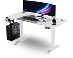 Ultradesk LEVEL V2 – Bureau voor Gaming, Home Office & Kantoor – Wit – Elektrisch verstelbaar – Incl. XL Muismat & Accessoires