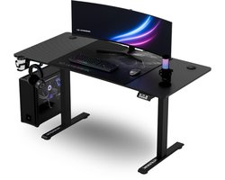 Ultradesk LEVEL V2 – Bureau voor Gaming, Home Office & Kantoor – Zwart – Elektrisch verstelbaar – Incl. XL Muismat & Accessoires