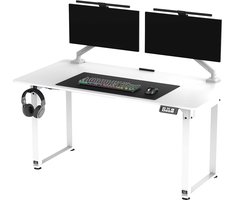 Ultradesk UPLIFT – Elektrisch Verstelbaar Wit Sta Bureau 160x75 cm – Voor Gaming, Home Office & Kantoor – Inclusief XL Muismat & Accessoires