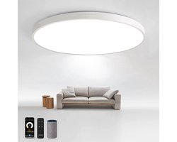 Ultradunne 54W LED Plafondlamp Ø50Cm – Dimbaar Met Afstandsbediening - 3000K-6500K - Slimme Wifi Lamp Compatibel Met Alexa & Google Home – Modern Rond Design Voor Woonkamer & Slaapkamer