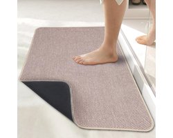 Ultradunne badmat, sneldrogend antislip rubberen tapijt voor badkamervloer, douche, wastafel - machinewasbaar, past onder de deur, super absorberend (beige, 40 x 60 cm)