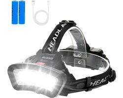 Ultrakrachtige Militaire Hoofdlamp met Brede LED-Lichtbalk - Floodlight - USB Oplaadbaar - Verstelbaar - INCLUSIEF Hardcase Opbergtas