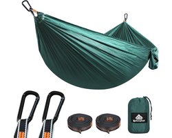 Ultralichte hangmat voor kamperen en reizen – ademend nylon, draagvermorgen tot 300 kg, inclusief karabijnhaken en riemen
