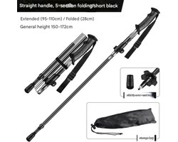 Ultralichte, opvouwbare wandelstokken van aluminiumlegering, professionele wandelstokken voor buiten, vijfdelig ontwerp, antislip, een essentieel hulpmiddel voor bergbeklimmen. Eén stok per verpakking.