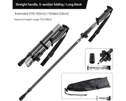 Ultralichte, opvouwbare wandelstokken van aluminiumlegering, professionele wandelstokken voor buiten, vijfdelig ontwerp, antislip, een essentieel hulpmiddel voor bergbeklimmen. Eén stok per verpakking.