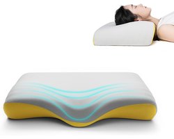 Ultrazacht nekkussen voor het slapen, traagschuimkussen voor nek- en schouderpijn, ergonomisch orthopedisch bedkussen voor zij-, rug- en buikslapers, A