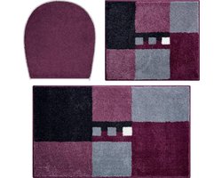 Ultrazachte badmat - antislip - set van 3 - bessen - acryl