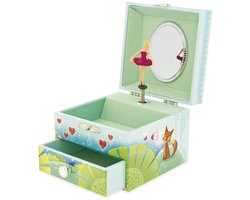 Ulysee Muziekdoos Hey Jude - Sieradenkistje - 1 lade - rode ballerina - kistje 12x11x8,5 cm