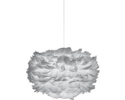 Umage Eos Mini hanglamp light grey - met koordset wit - Ø 35 cm - Lichtgrijs - Verenlamp - Grijs