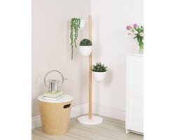 Umbra Floristand plantenbak 44x44x139cm staand voor 3 planten hout wit/naturel