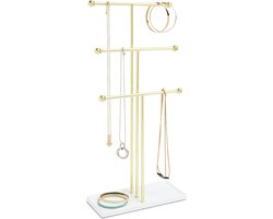 Umbra Trigem Sieradenhouder – Sieradenstandaard 3-laags – Goud/Wit – Organizer voor Kettingen, Armbanden & Oorbellen