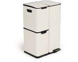 Umuzi Cleaning Prullenbak - 60L - Soft close - Crème - Afval Scheiden 3 bakken - 47x39x72cm
