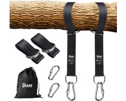 Unado Ophang Koord Voor Hangmat, Hangstoel / Schommel - Hangmat Bevestigingsset Inclusief Haken - Karabijnhaak - Hangmat Standaard -Schommelophangset - Hangmat Ophangsysteem -150cm - Tot 1000kg - Boomvriendelijke Hangmat Ophangset - Set Van 2Stuks