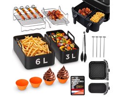 UNBOX Airfryer Accessoires - Geschikt voor Philips Dual Basket 3000 & Philips Airfryer 5000 series - Inclusief Airfryer Siliconen Bakje & e-Receptenboek