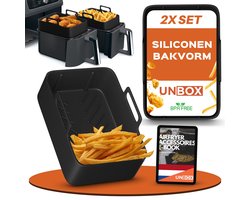 UNBOX Airfryer Siliconen Bakje - Airfryer Accessoires - Airfryer Bakpapier - Airfryer Mandje - Geschikt voor Dual Airfryers - Ninja Foodi AF400 AF451