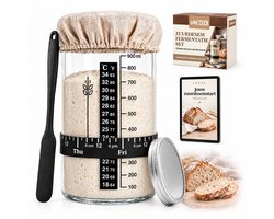 UNBOX Zuurdesem Starter Set - Zuurdesem starter - Zuurdesem Pot - Brood Bakken - Sourdough Starter Kit - Inclusief Datumband, Thermometer, Aluminium Deksel & Spatel - 1000ml