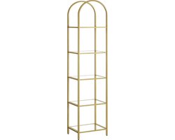 Unbranded Goud boekenrek - boekenkast 5 niveaus - staand rek van gehard glas - opbergplank - gpud - 30,2 x 40 x 183,5 cm