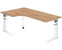 UNDA 82 W | Bureau - 200 x 120 Tafelhoogte I In hoogte verstelbaar Essen-Eik/Zilver