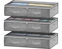 Under The Bed Storage Bag 3 Stuks - Non-woven Opbergzak voor onder het Bed - Ruimtebesparende Opbergruimte voor Kleding met Duurzame Rits en Handvat - Duvets - Kussens - Kleding - Dekens