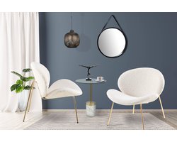 Underbar - Set 2 loungestoelen Jaden - boucle / teddystof - Beige/Goud - Japandi - Belastbaar tot 150KG