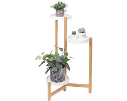 Unho Bamboe Plantenstandaards Binnen - 3-laags Plantenrek - Hoge Hoek Plantenpothouder - Plantendisplayrek voor Buiten Tuin Binnen Huis