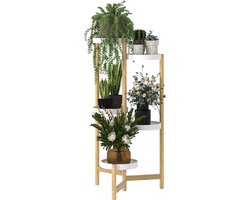 unho Bamboe Plantenstandaards Binnen - 5 Tier Tall Hoek Plantenstandaard Houder - Plant Display Rek voor Buiten Tuin Binnen Huis