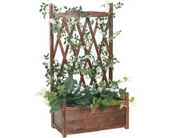 unho bloembak met klimrek - verhoogde plantenbak met latwerk - tuinlatwerk - hout - klimrek klimrek klimhulp - bloembak plantenbak - 64x36,5x115 cm