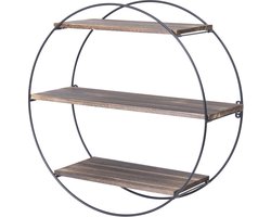 unho Cirkelvormige Wandplank - Zwevende Planken Aan De Muur - Ronde Houten en Metalen Planken - 3 Etage Planken - Opberg Organiser - voor Woonkamer Slaapkamer Badkamer Keuken