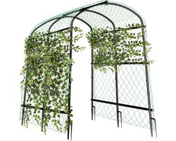 unho Grote tuinboog trellis voor klimplanten - Outdoor metalen plant ondersteuning boog tuin prieel tunnel voor groenten planten komkommer Trellis met gaas Zwart