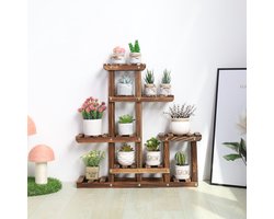 unho houten plantenstandaard - 6 planken voor planten - voor binnen en buiten - houder voor plantenpotten - hoekopstelling voor planten - voor balkon tuin patio woonkamer