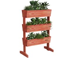 unho Houten verhoogde plantenbak - Verticale bloemenbak - met 3 plantenbakken - Bloementrap - Plantenbak - Bloembak - Tuinbak - Kweekbak - 69 cm x 39 cm x 106 cm