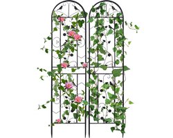 unho Klimrek 2-delige set metaal 210 x 50 cm, roestvrij Klimhulp Tuin Spalier Klimhek Klimplanten Tuindecoratie Rozenrek Plantenrek Tuin Zwart