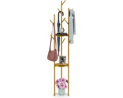 unho Metalen Kapstok - Zware kapstok - Halboom - 68" Vrijstaande Kapstok - met Marmeren Voet - Kledingstandaard met 3 Planken 9 Haken - Kapstok voor Hoeden Tassen Kleding in Entree Hal Slaapkamer Kantoor