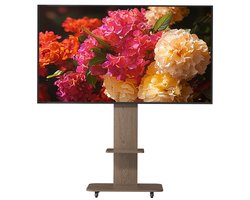 unho mobiele tv-standaard - mobiele kantelbare tv-vloerstandaard - geschikt voor tv's van 40-75 inch - 2 MDF-planken - in hoogte verstelbaar