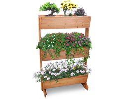 unho Verticale Tuin Moestuinbak op Poten - 3 Lagen - Massief Grenenhout - 69x39x106cm - Robuuste Plantenbak voor Balkon, Terras & Tuin