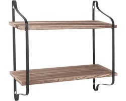 unho wandplank - zwevende planken van hout- 2 lagen - hout en metaal - badkamer keuken opbergrek - 60x15x50cm