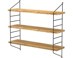 unho Zwevende Wandplank - 3 Tier Rustieke Zwevende Planken - Keuken Muur Opbergruimte - Verstelbare Muur Boekenplanken - Plantenplank Hout en Metaal - Muur Weergave Planken - voor Woonkamer Slaapkamer Keuken