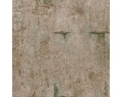 Uni kleuren behang Profhome 790854-GU vliesbehang hardvinyl warmdruk in reliëf licht gestructureerd in betonlook en metalen accenten bruin beigegrijs groen koper 5,33 m2