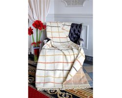 Unia - Cotton Cloud Serie - Katoenen en Acryl Koc - 150x200 cm - Crème en Beige Ruit