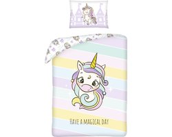Unicorn BABY Dekbedovertrek, Have a Magical Day - 100 x 135 cm + 60 x 40 cm - Katoen