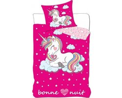 Unicorn Dekbedovertrek 140 x 200 cm – Eenhoorn Kinderdekbedovertrek Eenpersoons – 100% Katoen