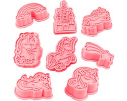 Unicorn Koekjes Uitsteekvormpjes met Stempels - Eenhoorn Koekjes Bakken – Set van 8 verschillende Koekjes Vormen