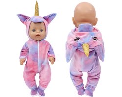 Unicorn Onesie Roze & Blauw “Geschikt voor Baby Born” – Accessoire voor Baby Born en Babypoppen (36–43 cm)