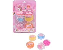 Unicorn Putty Party -4 soorten Luchtig - Crystal - Sand - Schuim - Lekker kneden rekken en strekken