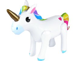 Unicorn thema opblaasbare eenhoorn - wit - 53 x 35 - Eenhoorn feest decoratie/versiering